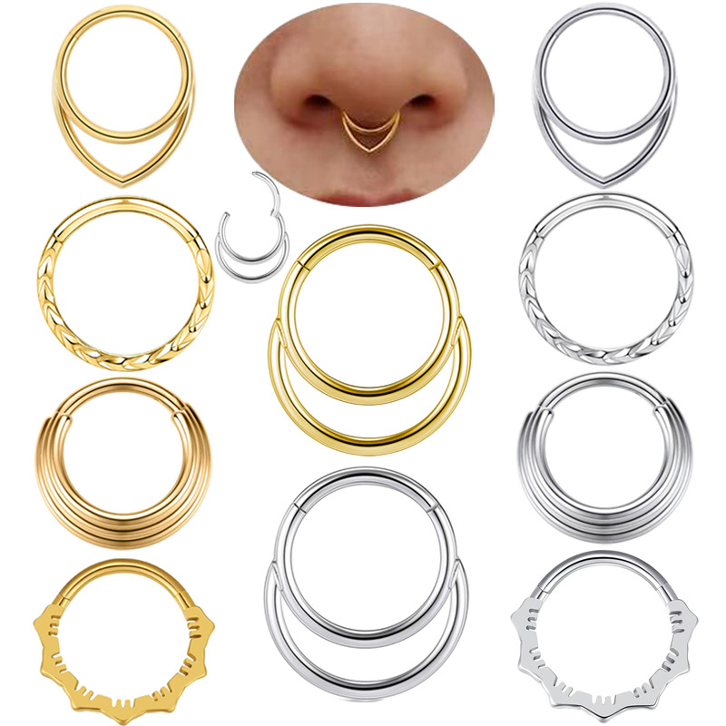 Body Jewelry Earrings - Серьги-кольца в носу, металлическое кольцо в