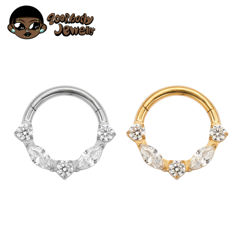 Zoor Body Jewelry - ASTM F136 Титановая маркиза CZ Шарнирный
