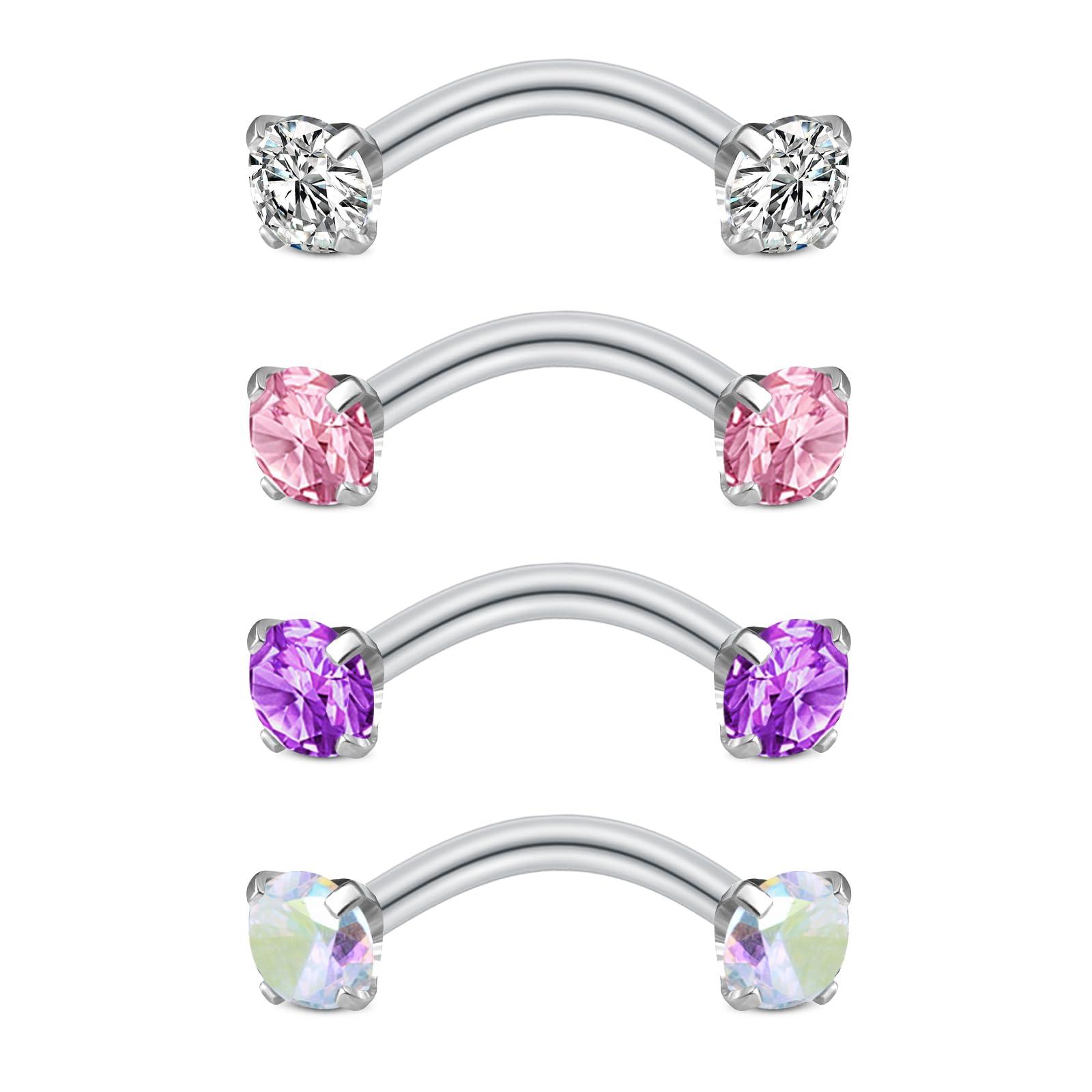 Body Jewelry Vertical Labret - Набор из 4 украшений для пирсинга: