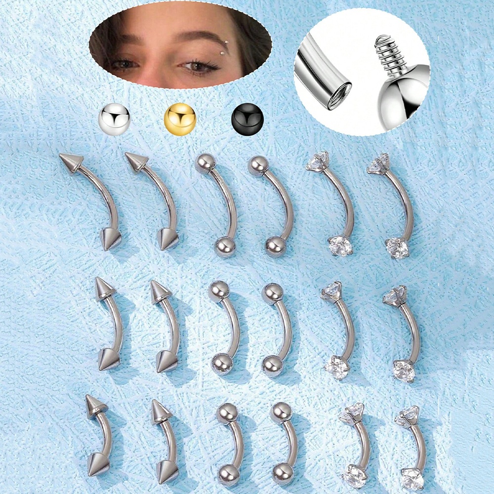 Body Jewelry Vertical Labret - 6 шт., 16 г, маленькая изогнутая