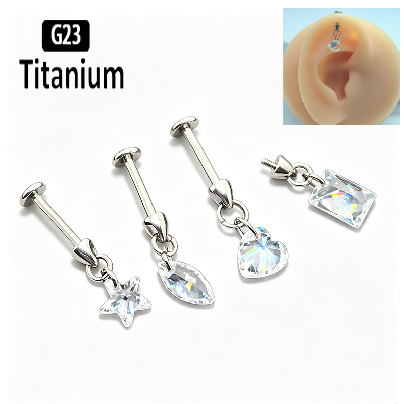 Body Jewelry Vertical Labret - Титановые серьги-лабреты G23 с вертикальной внутренней