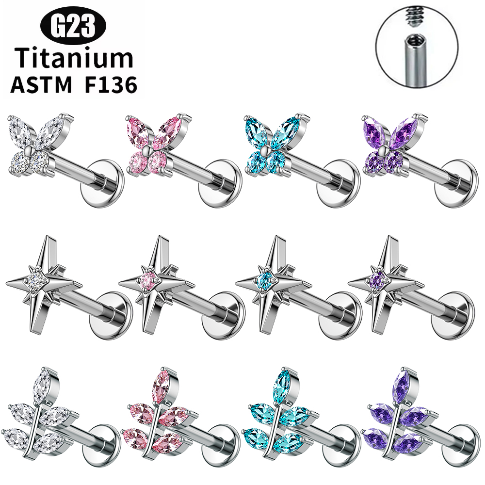 Zoor Body Jewelry - 1 шт. титановая серьга-гвоздик G23 16G