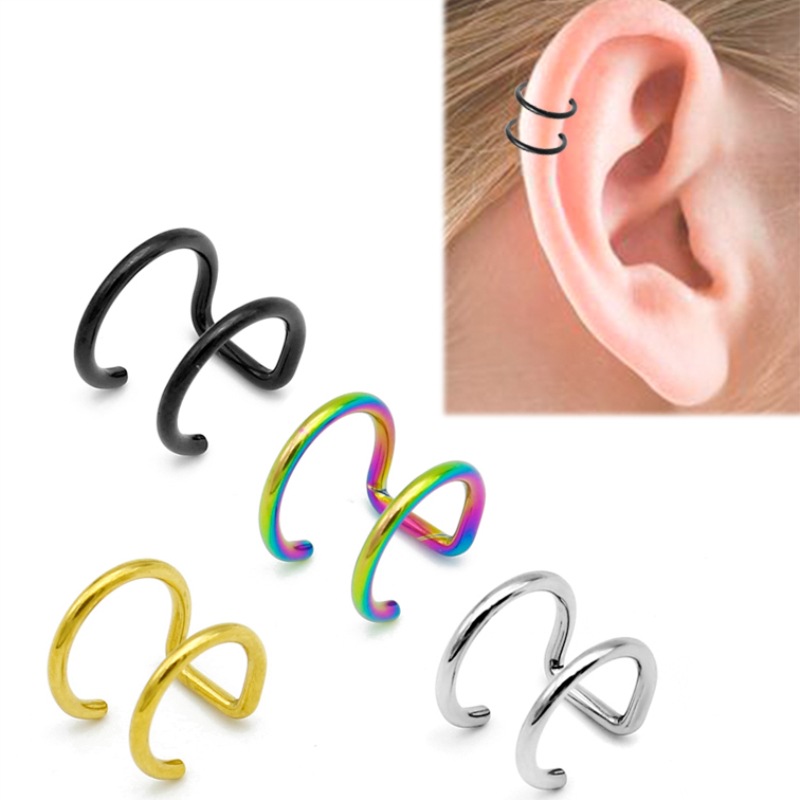 Body Jewelry Earrings - 2 шт. клипсы-каффы из нержавеющей стали