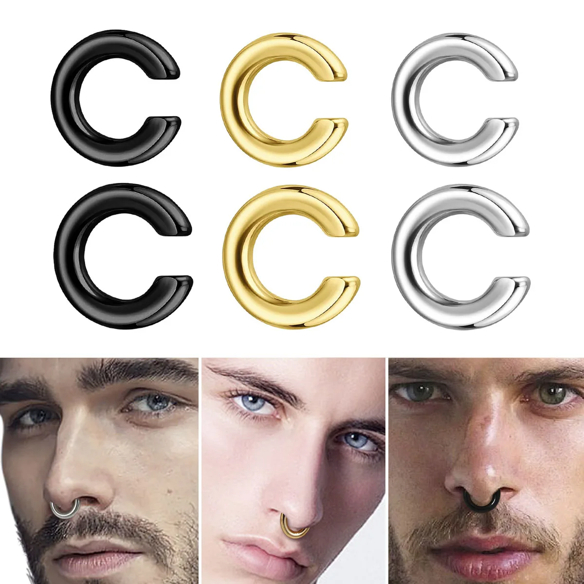 Body Jewelry Earrings - 1 шт. Имитация пирсинга: C-образное кольцо