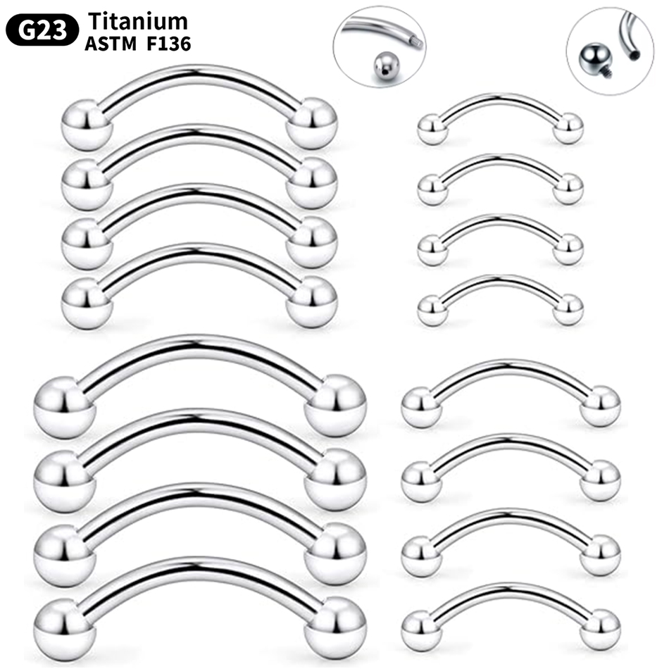 Zoor Body Jewelry - 1 шт., титановый пирсинг, изогнутая штанга,