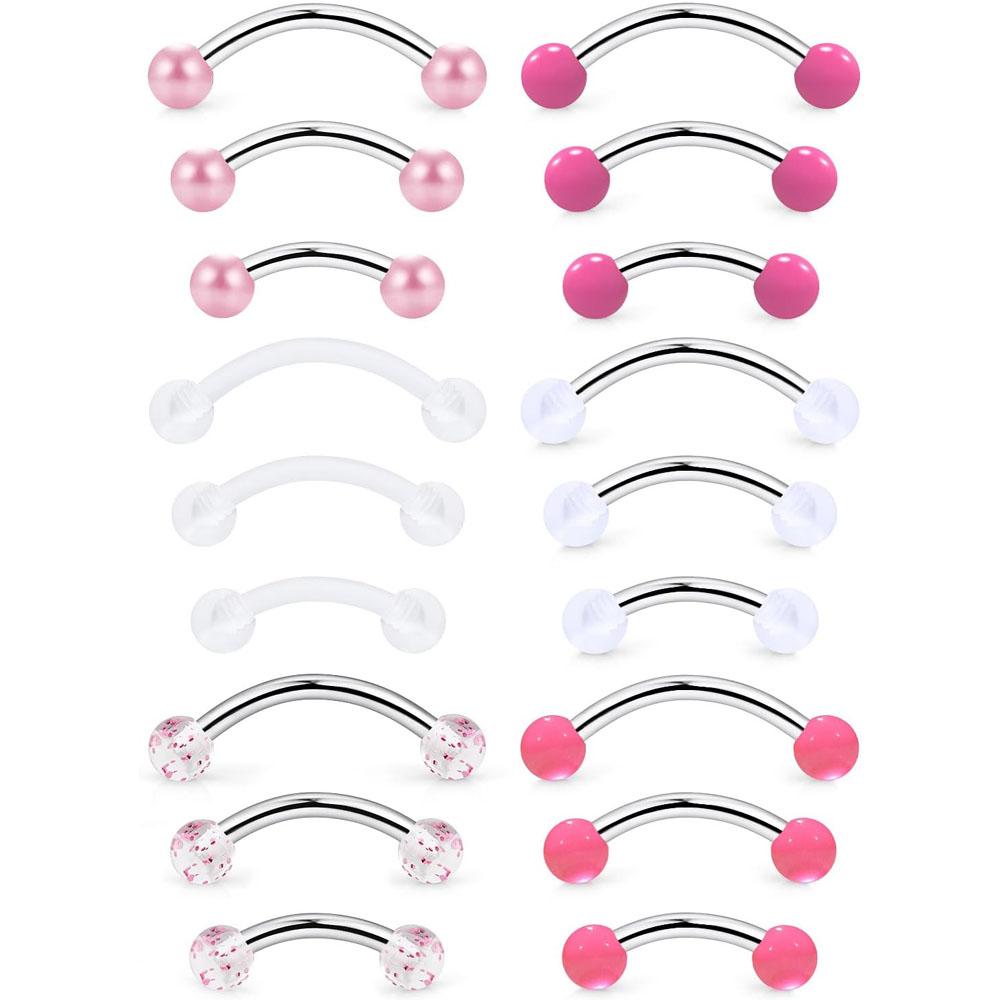 Body Jewelry Vertical Labret - Набор из 18 штук: пирсинг-штанги 16G