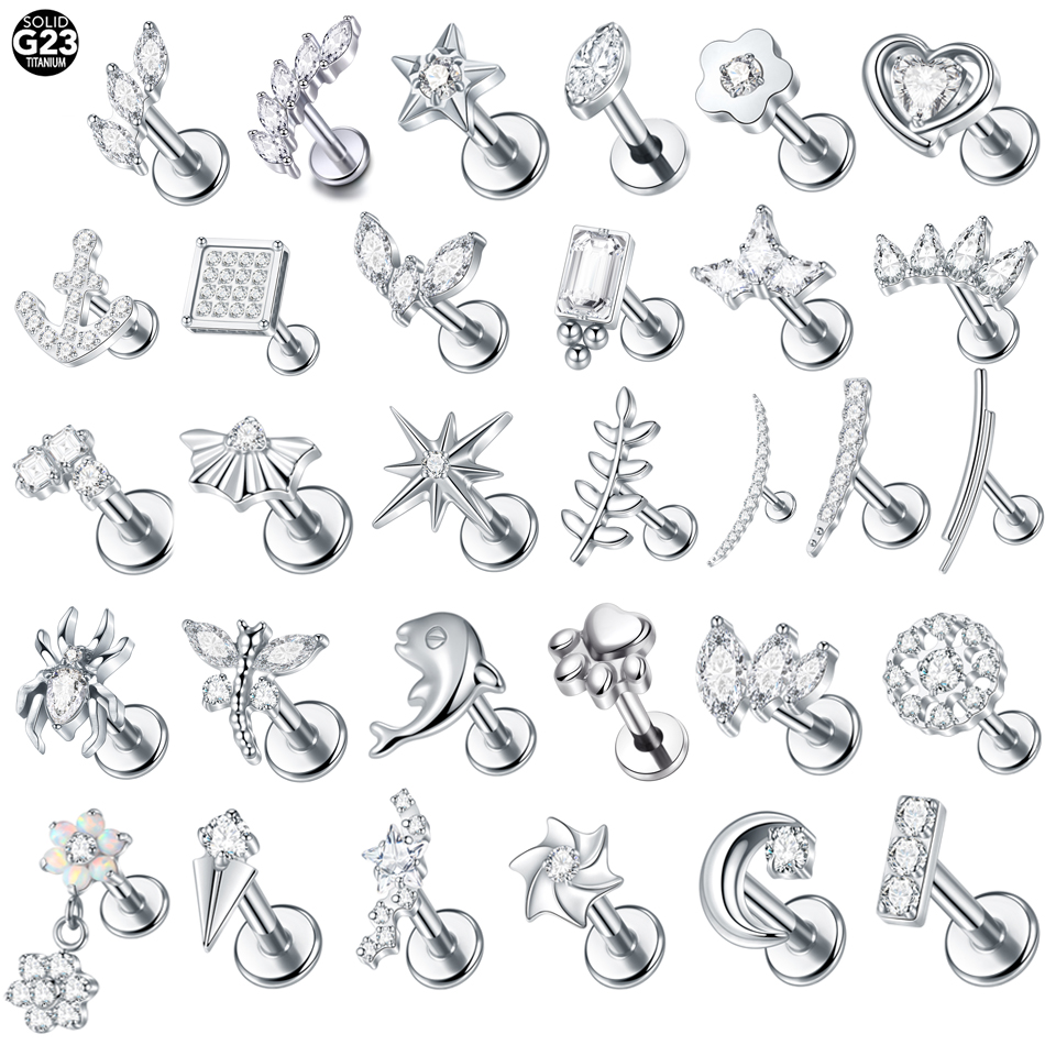 Zoor Body Jewelry - 1 шт., титановые серьги-гвоздики для ушей,