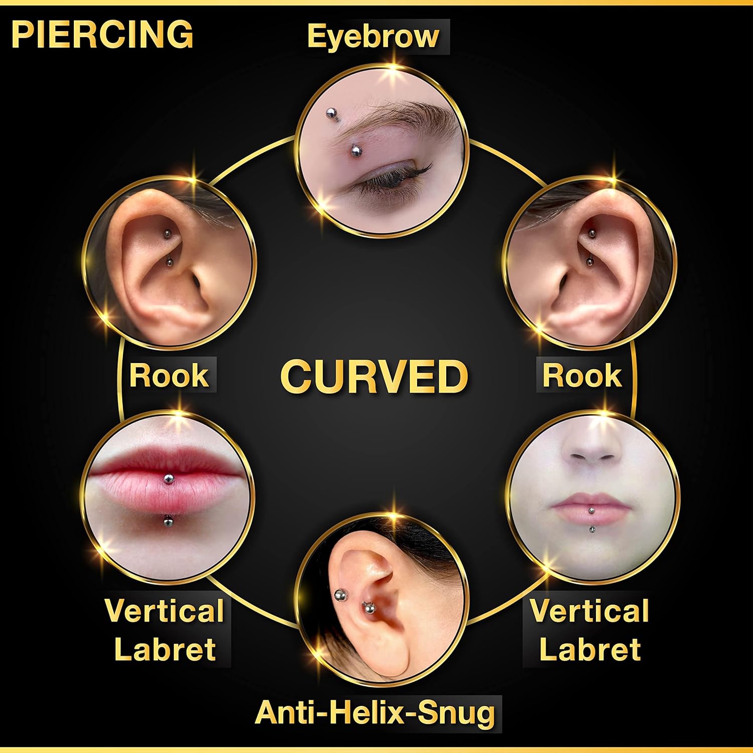 Набор из 32 штук: Изогнутые шт – обзор и цена Body Jewelry Vertical Labret
