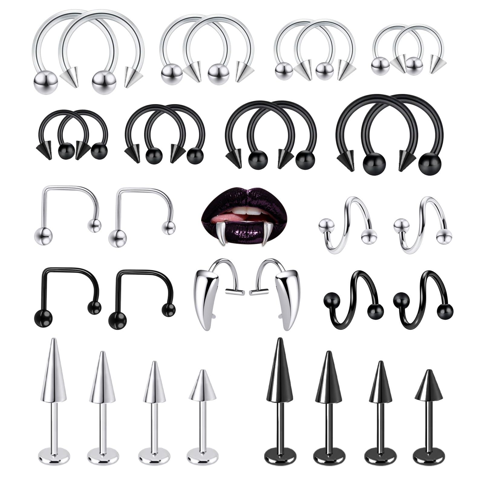 34pcs/Set 16G Змея Укус Пирсин – обзор и цена Body Jewelry Vertical Labret