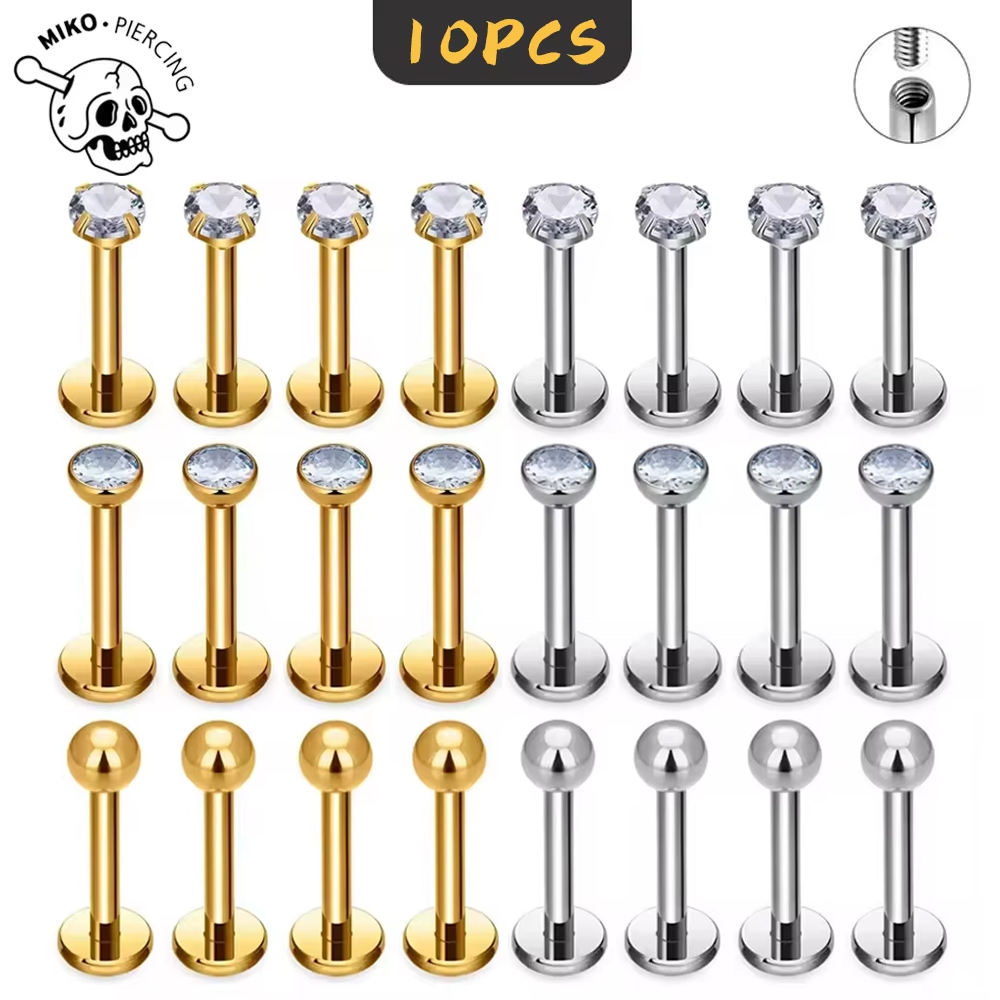 10 шт. титановых лабретов ASTM – обзор и цена Zoor Body Jewelry
