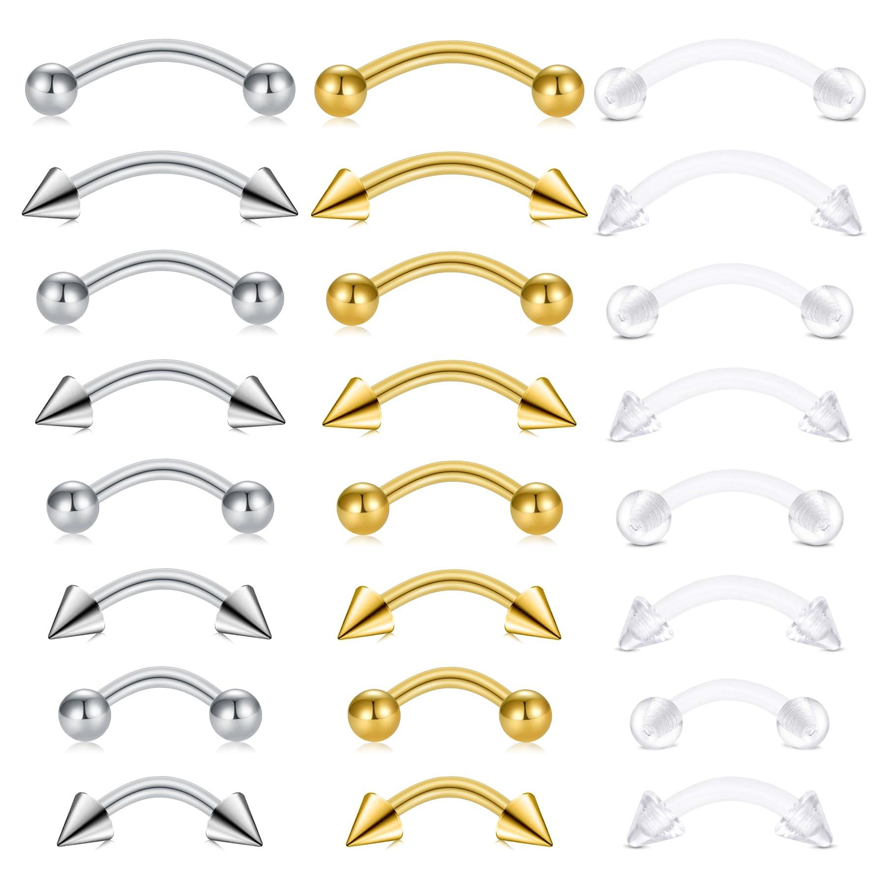 24 шт. 16G изогнутые штанги из – обзор и цена Body Jewelry Vertical Labret